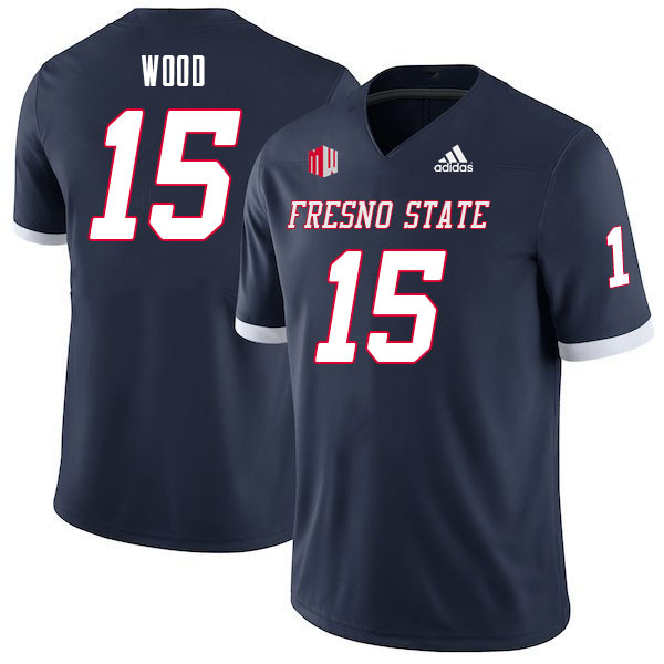 Men #15 Joshua Wood Fresno State Bulldogs College Football Jerseys Sale-Navy